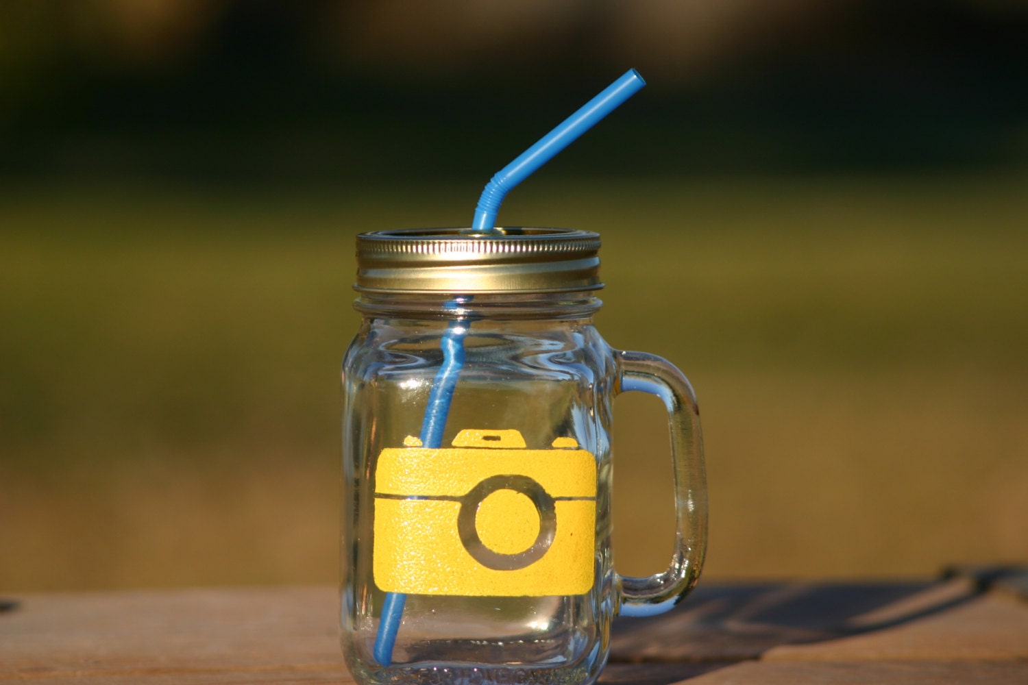 Customized drinking jar with handle Etsy