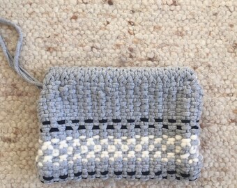 Jersey und Wolle strukturiert karierten Muster Clutch Tasche Wolle und die Bande