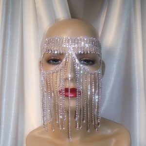 Rhinestone Masquerade Mask, Silver Crystal Mask, Wedding Mask, Mardi Gras Mask