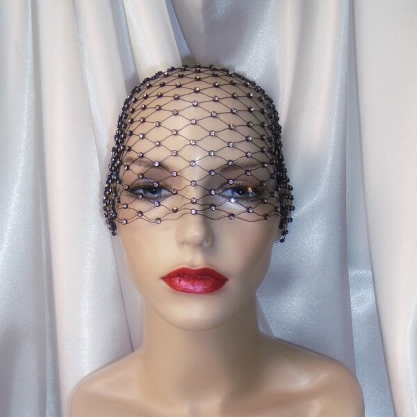 rhinestone veil headpiece