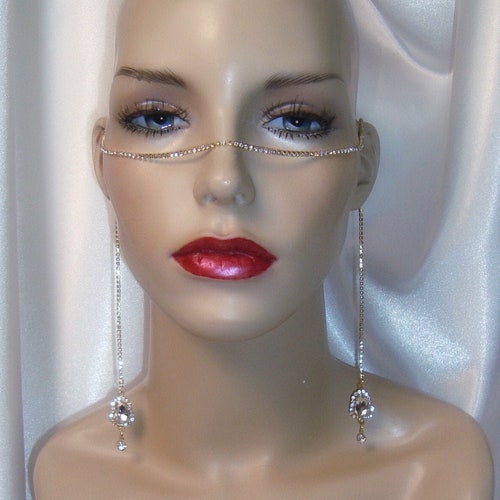 Face Chain Rhinestone Face Chain Festival Jewelry Gold Face Etsy