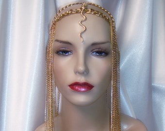 Gold Chain Cleopatra Headpiece, Cleopatra Headpiece, Rhinestone and Chain Headpiece