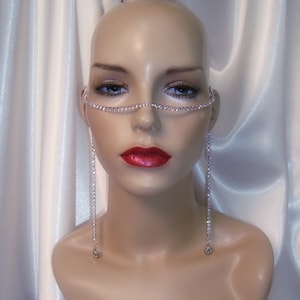 Silver Rhinestone Face Chain, Rhinestone Headpiece, Festival Jewelry, Face Jewelry
