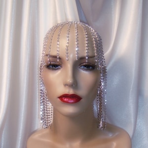 Silver Rhinestone Headpiece, 1920s Rhinestone Headpiece, Bridal Headpiece, Cleopatra Headpiece