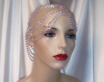 Silver AB Rhinestone 1920s Headpiece, Bridal Headpiece, Gatsby Headpiece, Cleopatra Headpiece