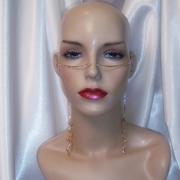 Gold Face Chain, Gold Snake Face Chain, Cleopatra Headpiece, Festival Jewelry