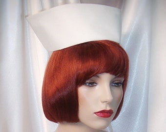 White Vintage Style Nurse Hat, Retro Style Nurse Hat, Medical Cap, Nurse Costume, Graduation Cap