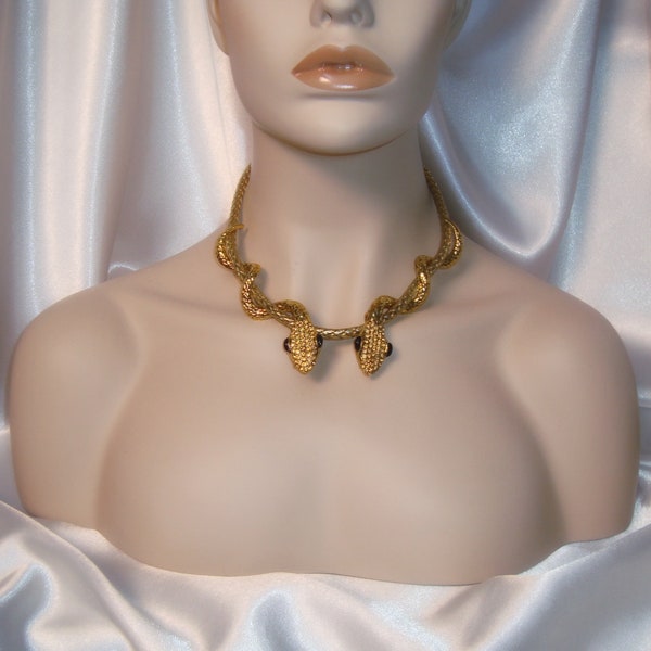Gold Snake Necklace, Cleopatra Necklace, Serpent Necklace, Egyptian Style Necklace, Medusa Necklace