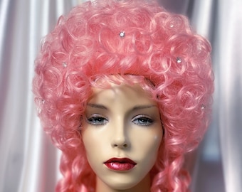 Marie Antoinette Wig, Kirsten Dunst Marie Antoinette Wig, Pink Rococo Style Wig, Pink 18th Century Wig, Theatrical Colonial Wig