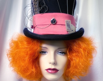 Alice in Wonderland Mad Hatter Hat and Wig Set, Johnny Depp Mad Hatter Top Hat, Mad Hatter Hat and Wig, Theatrical Hat