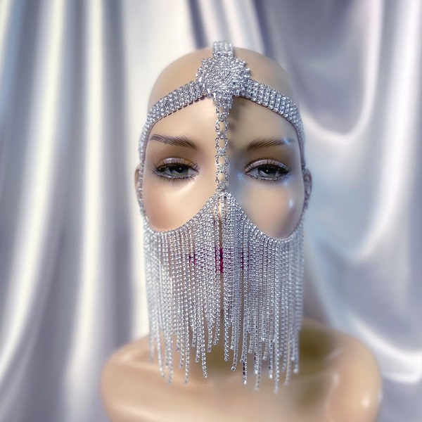 rhinestone veil headpiece