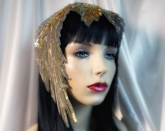 Cleopatra Wig and Headpiece Set, Liz Taylor Cleopatra Headpiece, Cleopatra Costume, Egyptian Headpiece