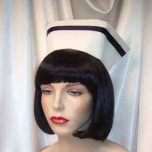 White and Black Vintage Style Nurse Hat, Retro Midwife Style Hat, Medical Nurse Cap, Graduation Cap