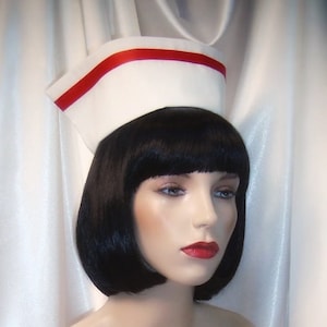 White and Red Vintage Style Nurse Hat, Retro Style Nurse Hat, Medical Nurse Cap, Nurse Costume, Graduation Cap