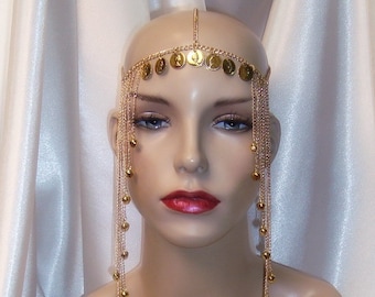 Gold Chain Cleopatra Headpiece, Gold Headpiece, Egyptian Inspired Headpiece, Cleopatra Headpiece, Tribal Headpiece