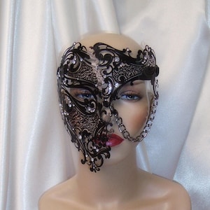 Silver Series Phantom of The Opera Half Face Masquerade Mask Vintage Black