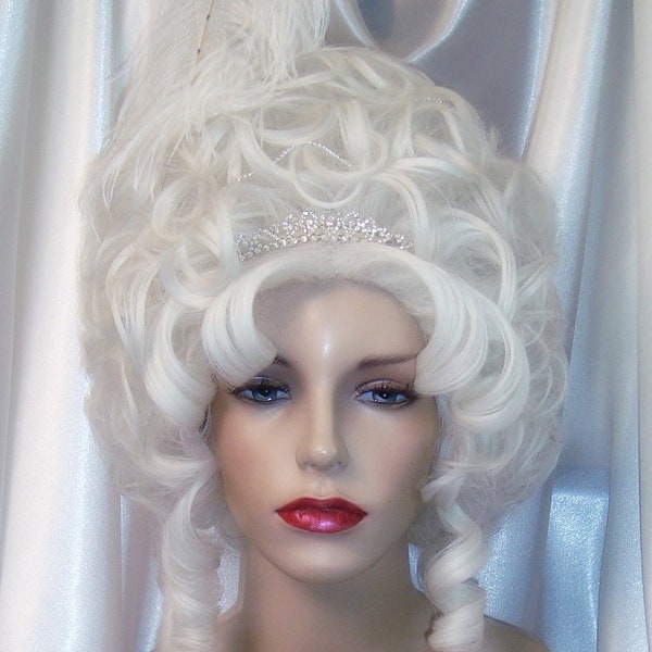 Marie Antoinette Wig, Marie Antoinette Wig and Crown, Silver White Rococo Style Wig, 18th Century Wig