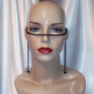 Face Chain, Black Chain Face Jewelry, Spider Face Chain, Chain Headpiece