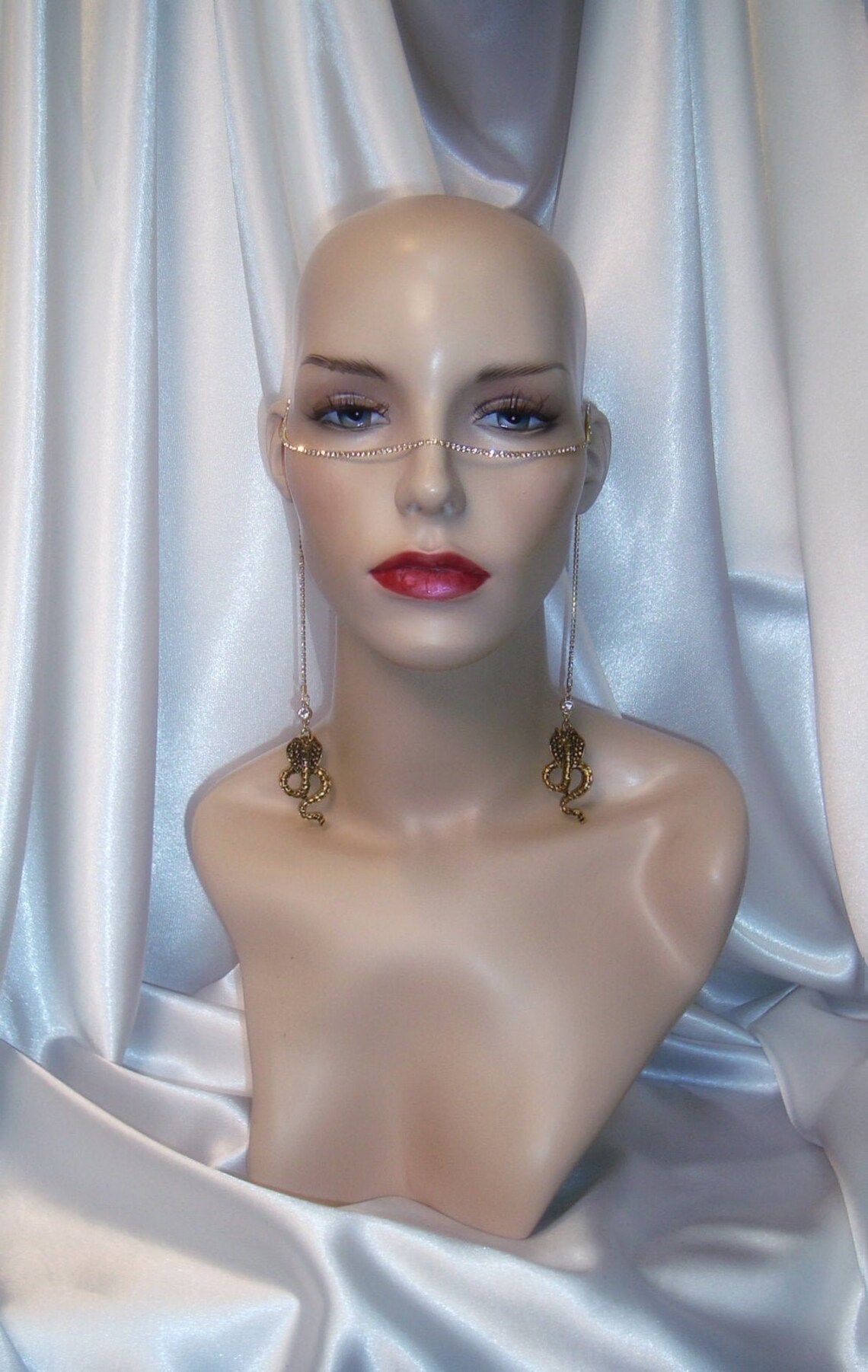 Face Chain Gold Rhinestone Face Chain Cobra Face Chain Etsy