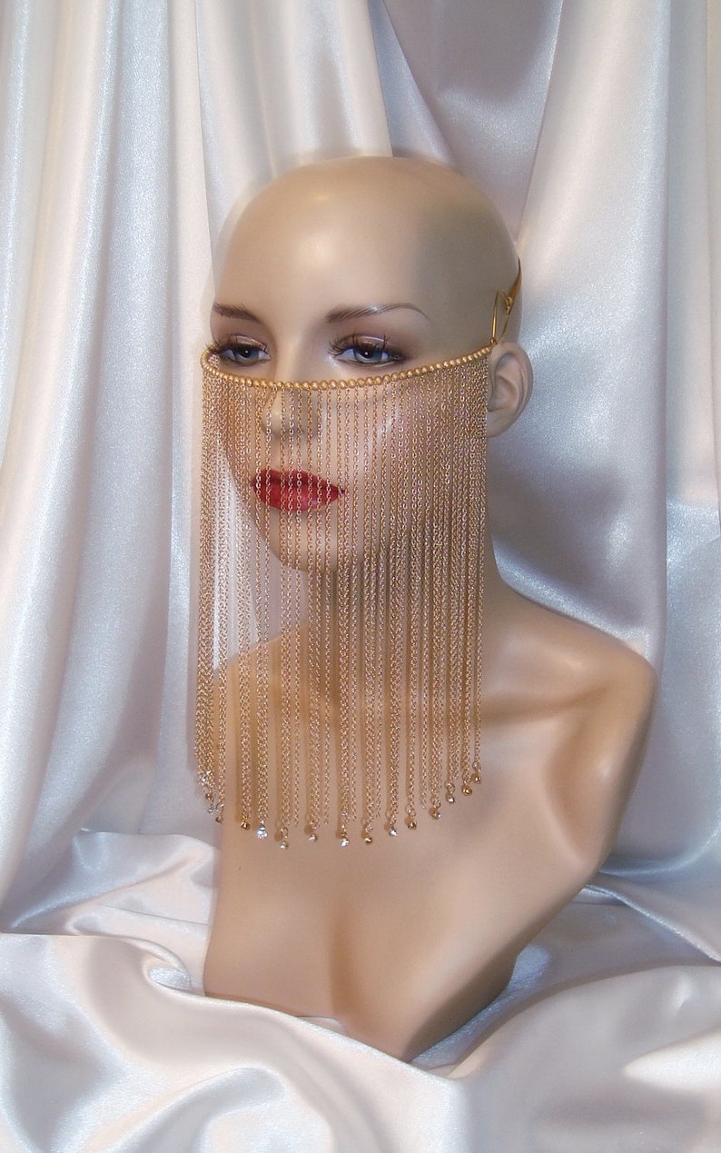 Gold Chain Mask Gold Chain Face Veil Mata Hari Face Veil Etsy