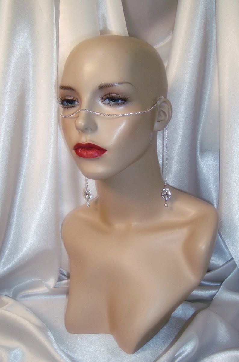 Face Chain Rhinestone Face Jewelry Festival Jewelry Silver Etsy