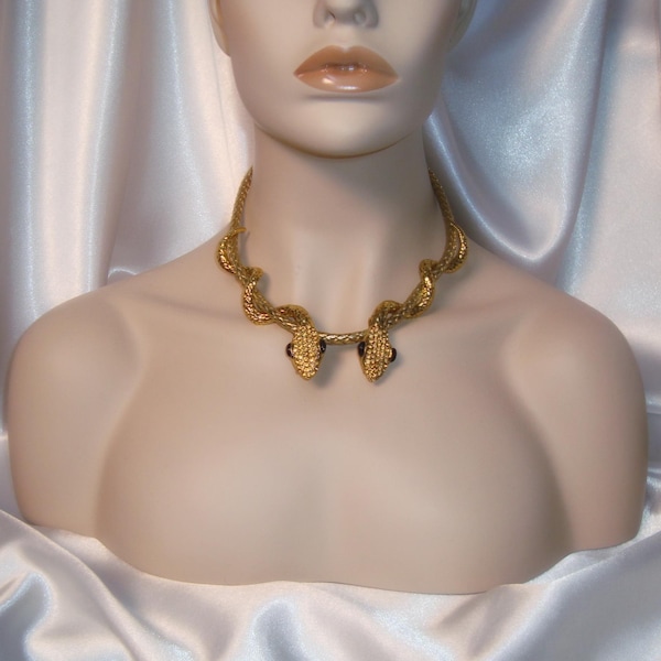 Gold Snake Necklace, Cleopatra Necklace, Serpent Necklace, Egyptian Style Necklace, Medusa Necklace