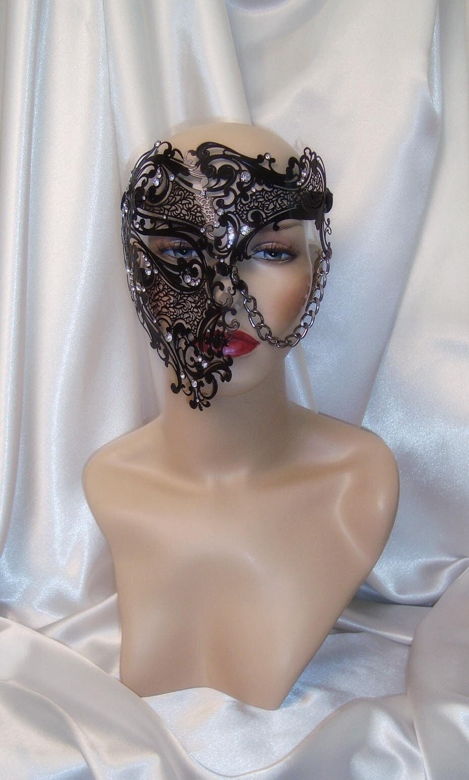 Black Phantom of the Opera Mask, Phantom Half Face Skull