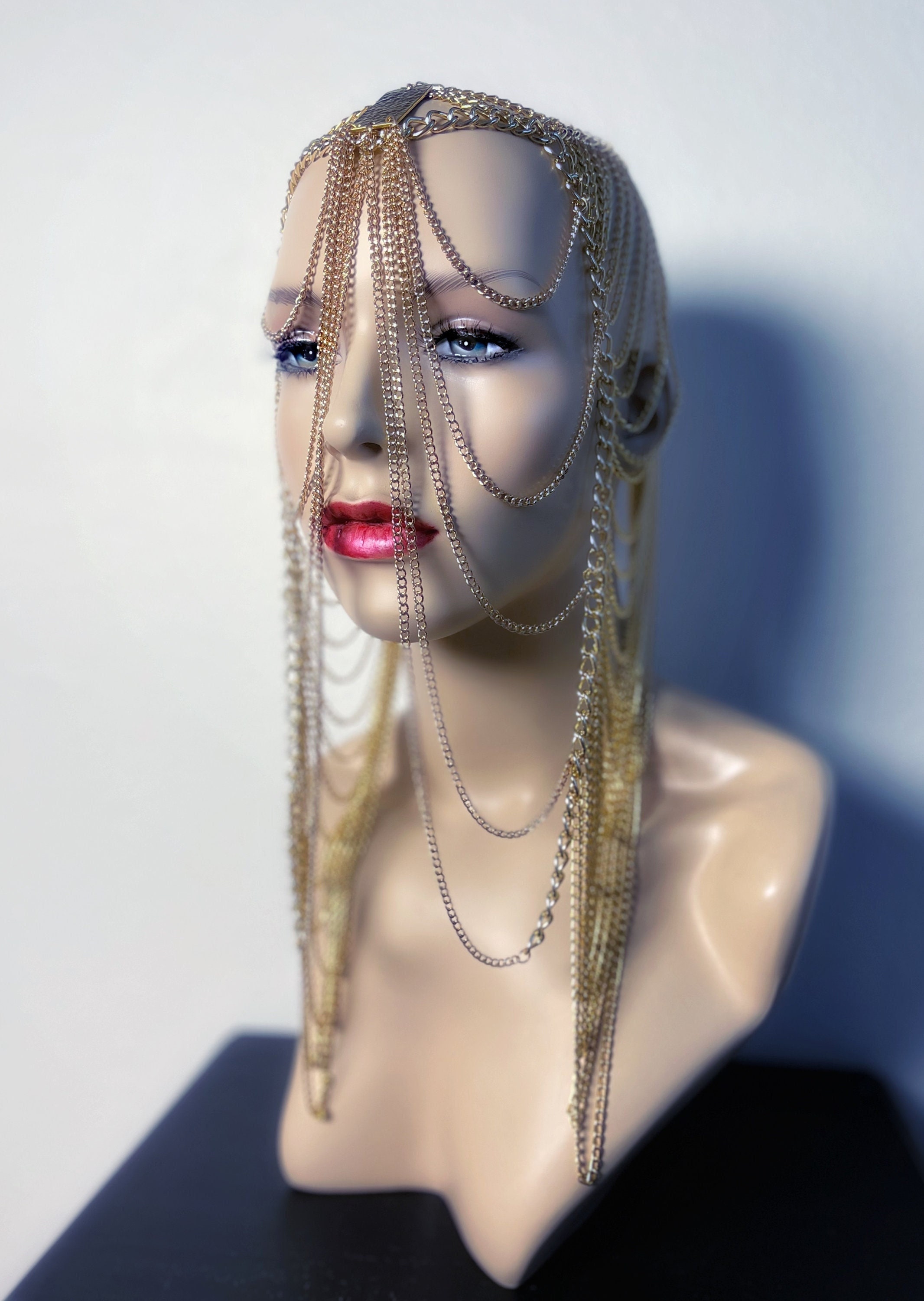 Dune Lady Jessica Headpiece, Gold Chain Dune Headpiece, Lady