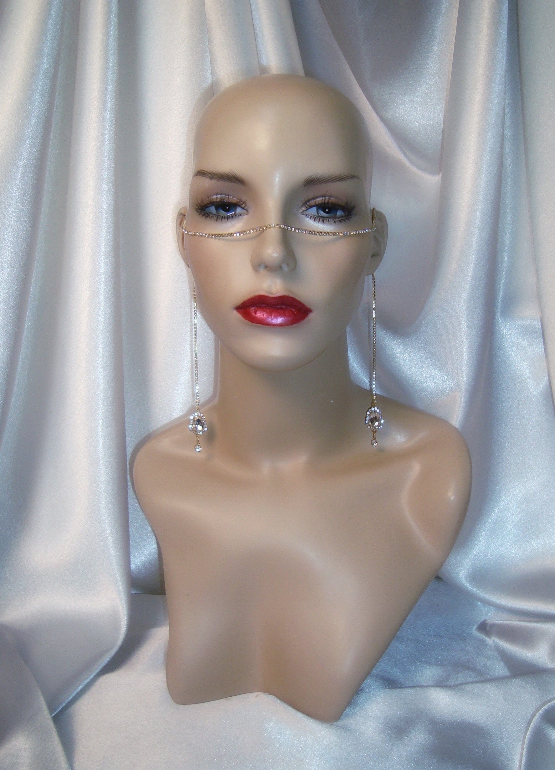 Face Chain Rhinestone Face Chain Festival Jewelry Gold Face Etsy