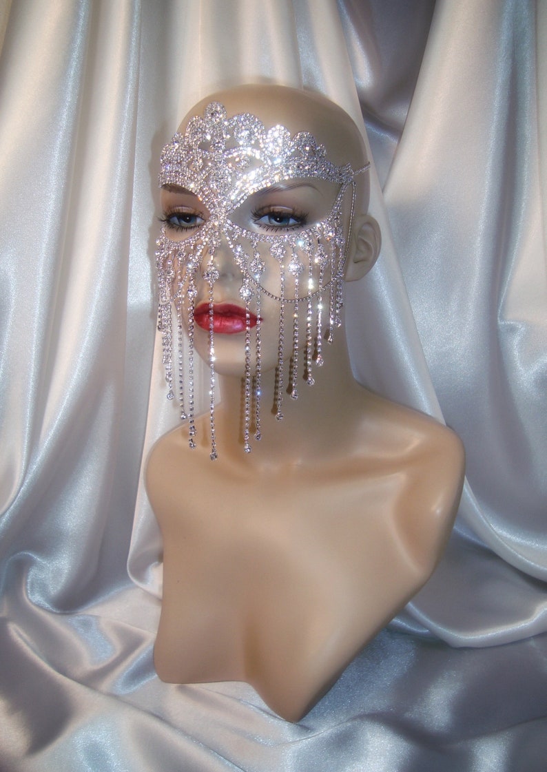 Rhinestone Masquerade Mask Crown Mask Bridal Mask Mardi Etsy