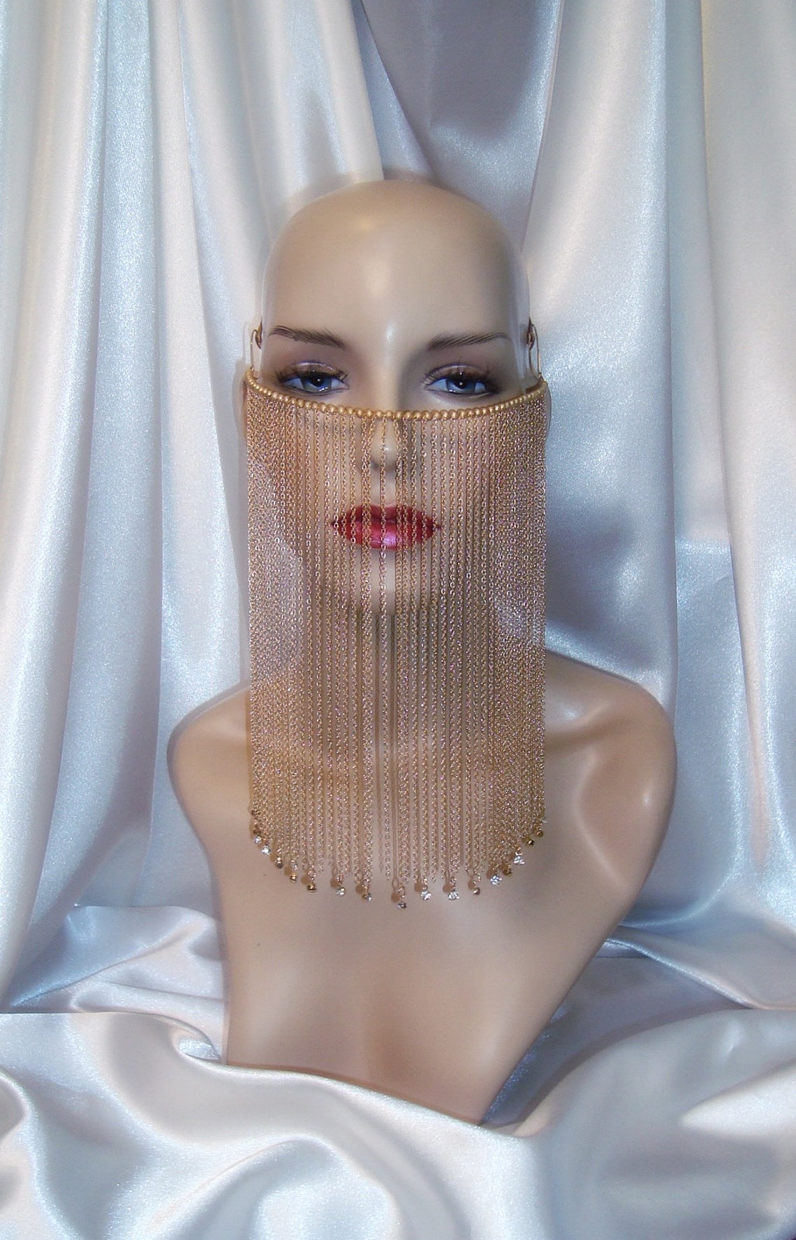 Gold Chain Mask Gold Chain Face Veil Mata Hari Face Veil Etsy