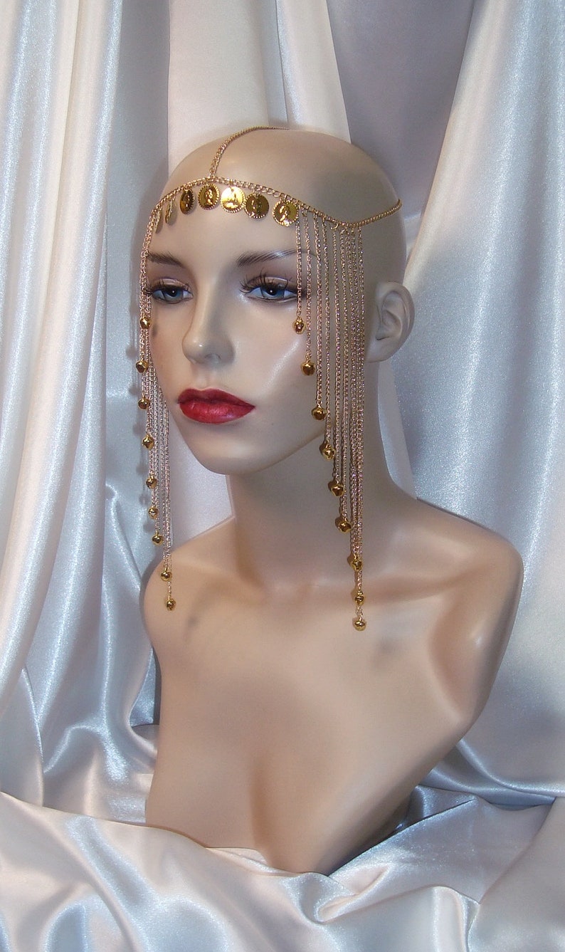 Coin Forehead Chain Gold Chain Cleopatra Headpiece, Gold Headpiece, Egyptian Inspired ...