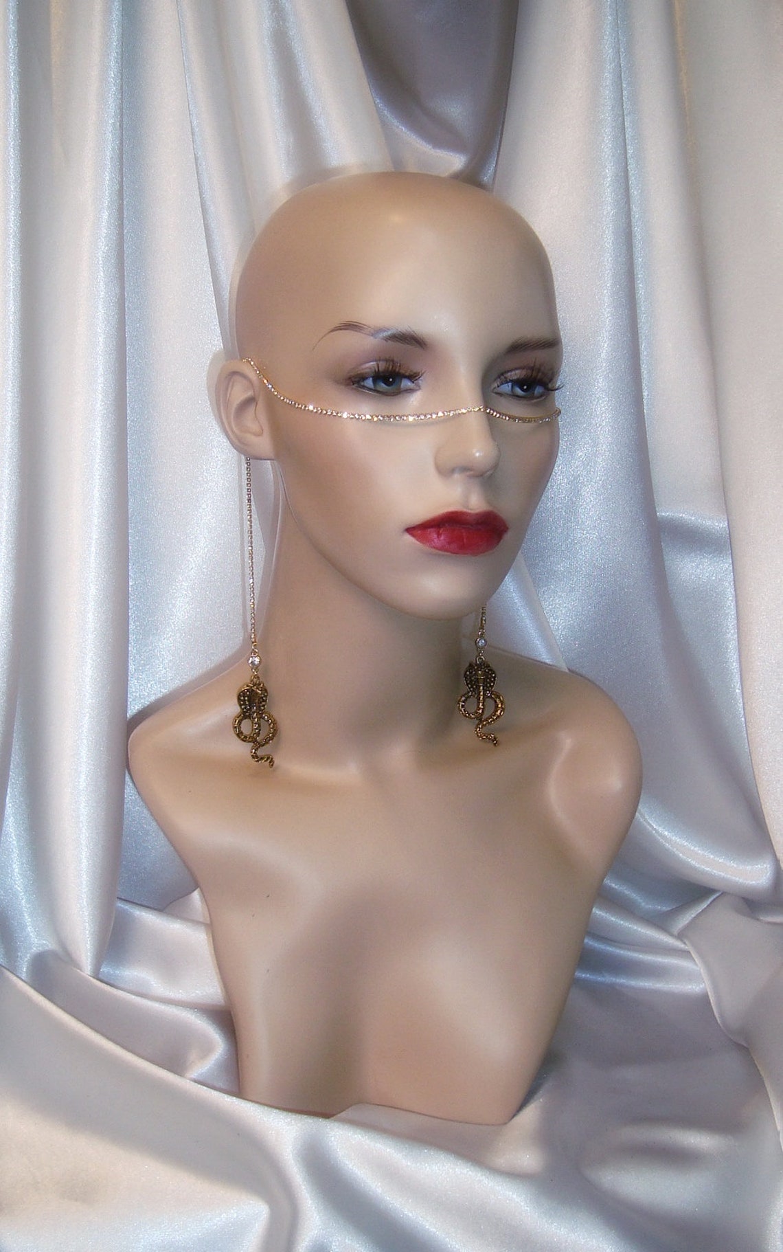 Face Chain Gold Rhinestone Face Chain Cobra Face Chain Etsy