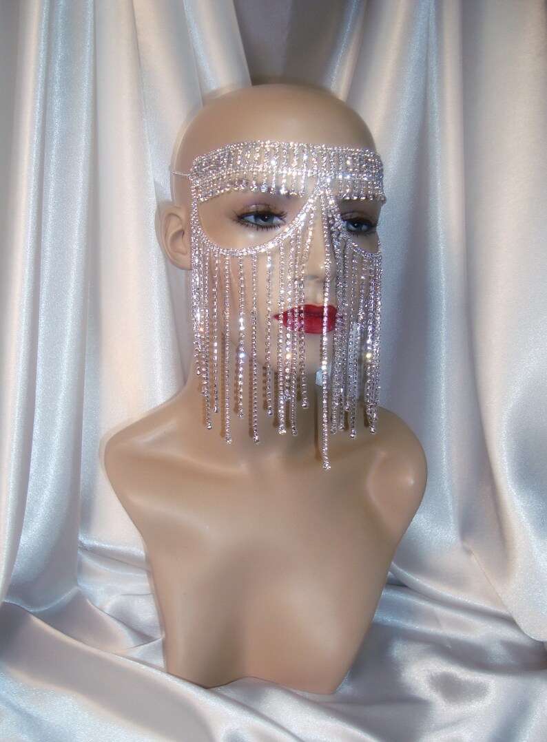 Rhinestone Masquerade Mask Silver Crystal Mask Wedding Mask Etsy