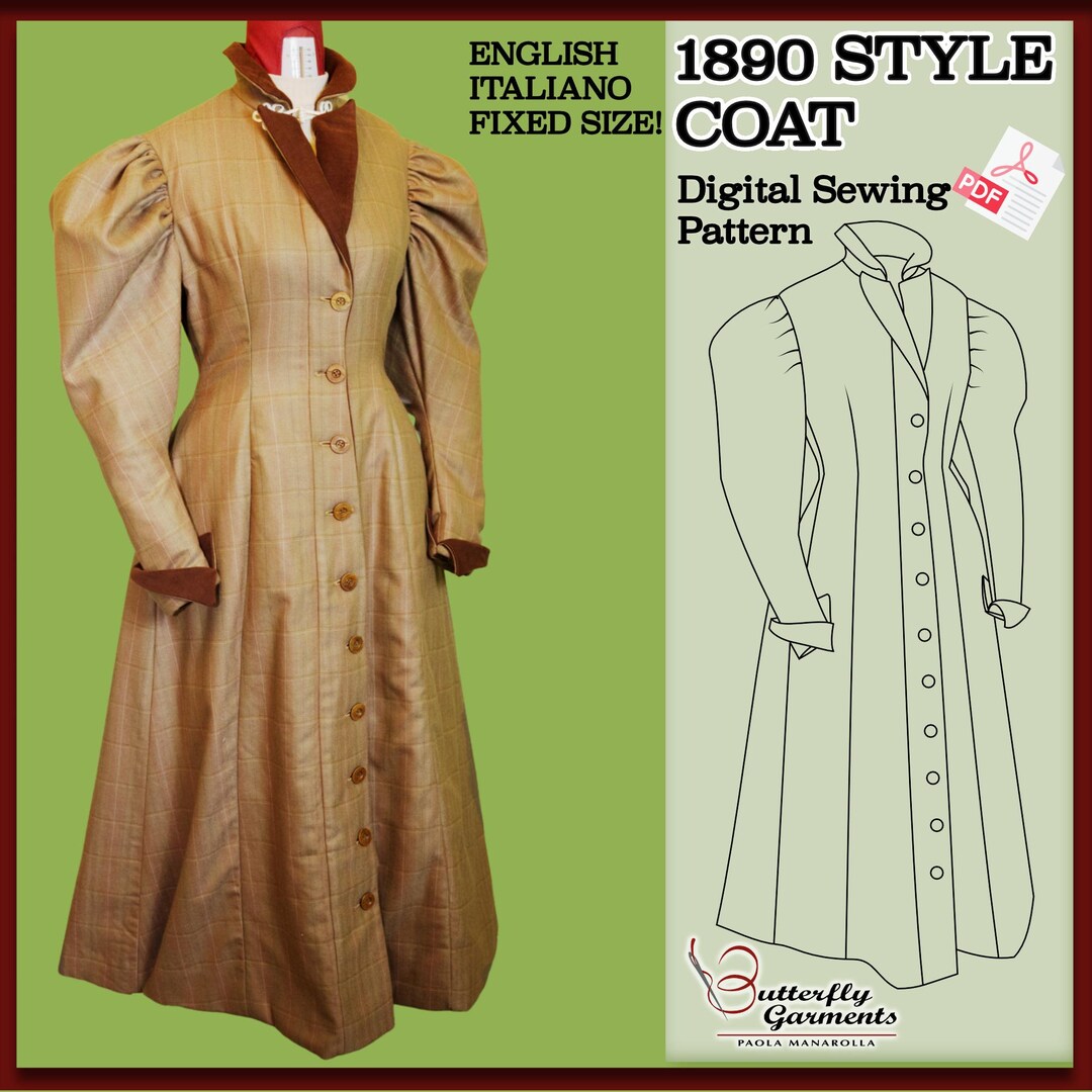 1890s Victorian Style Coat Pattern PDF - Historical Sewing Pattern and ...