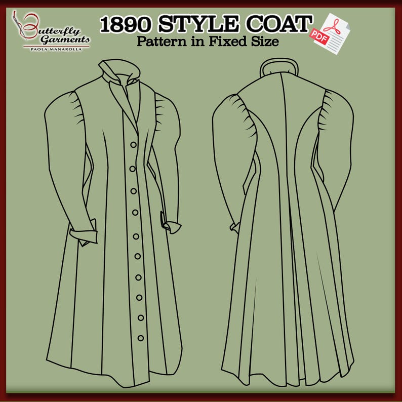1890s Victorian Style Coat Pattern PDF - Historical Sewing Pattern and ...