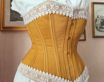 Late Victorian inspired Corset custom made | 1880 style corset made to order | Historical twill lined undergarment for Women