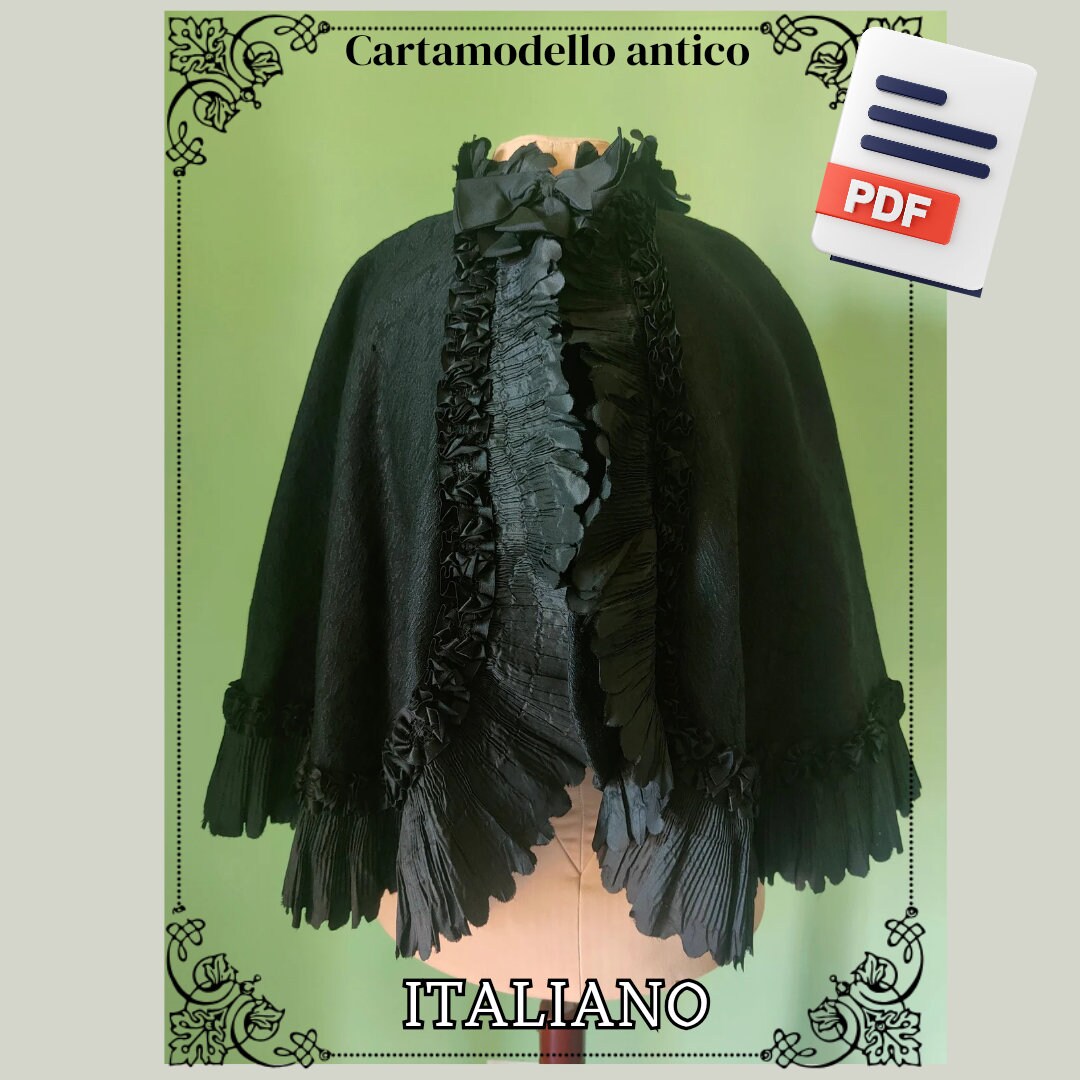 Antique Victorian Cape Sewing Pattern Digital PDF Download Italian