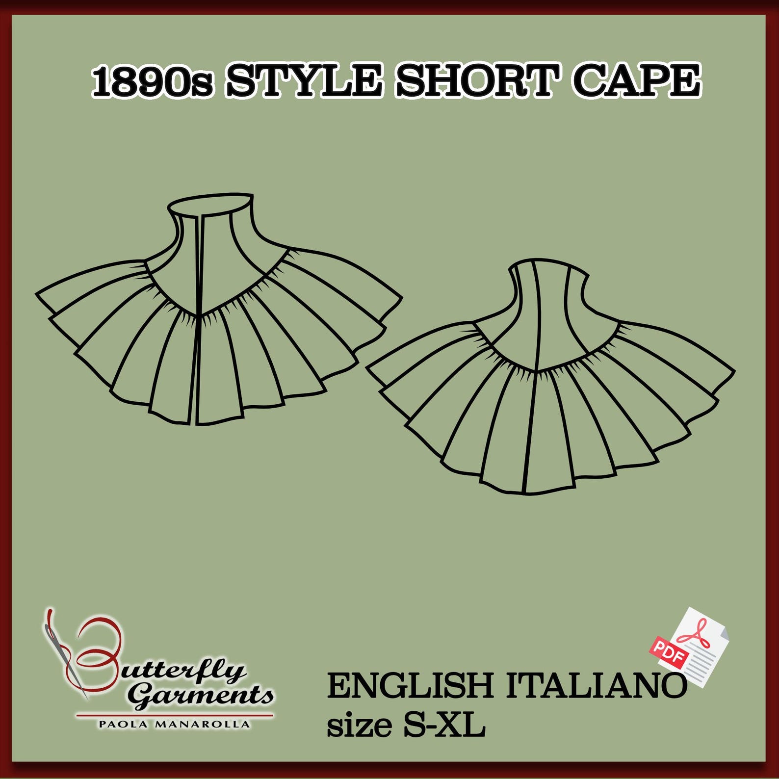 Victorian Cape Pattern PDF 1890s OPERA Short Capelet Sewing Pattern ...