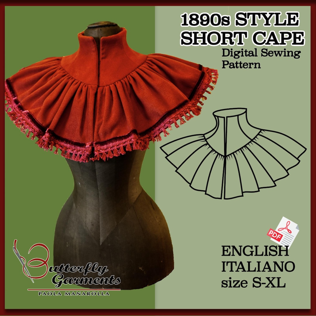 Victorian Cape Pattern PDF 1890s OPERA Short Capelet Sewing Pattern ...
