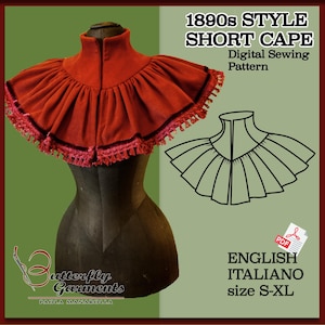 Victorian Cape Pattern PDF 1890s OPERA Short Capelet Sewing Pattern - Sizes S-XL Historical Costume Edwardian Cloak Digital Download
