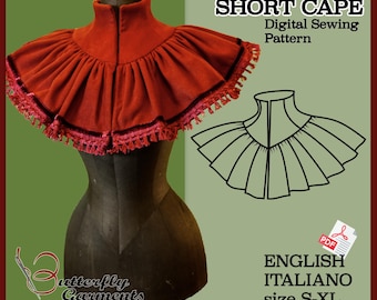 Patrón de capa victoriana (PDF). Patrón de costura para capa corta de ópera de la década de 1890 (tallas S-XL). Descarga digital de capa eduardiana para traje histórico.