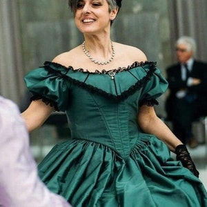 Victorian Ballgown Made to Order | Historical Costume with Handsewn Cartridge Pleatings | Custom made Second Empire Dress