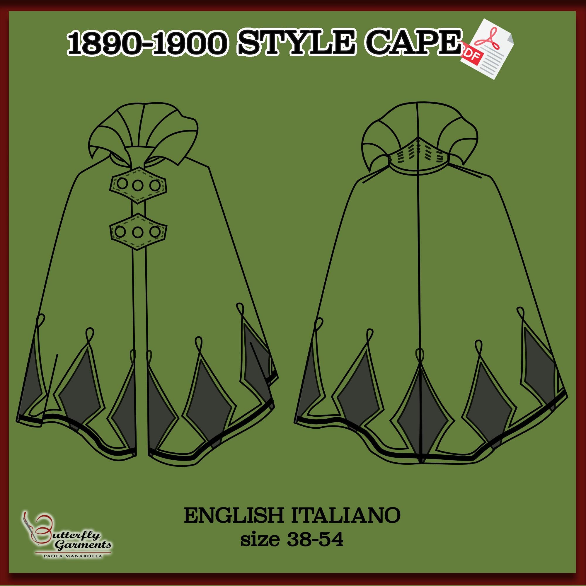 Gothic Victorian Cape Sewing Pattern PDF - 1890s Doctors Collar Cloak ...