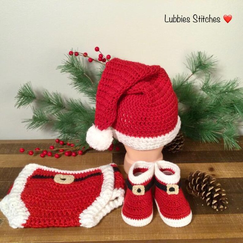 Crochet Santa Baby Outfit: Newborn Christmas 3pc Set (0-3 Mos) - Etsy