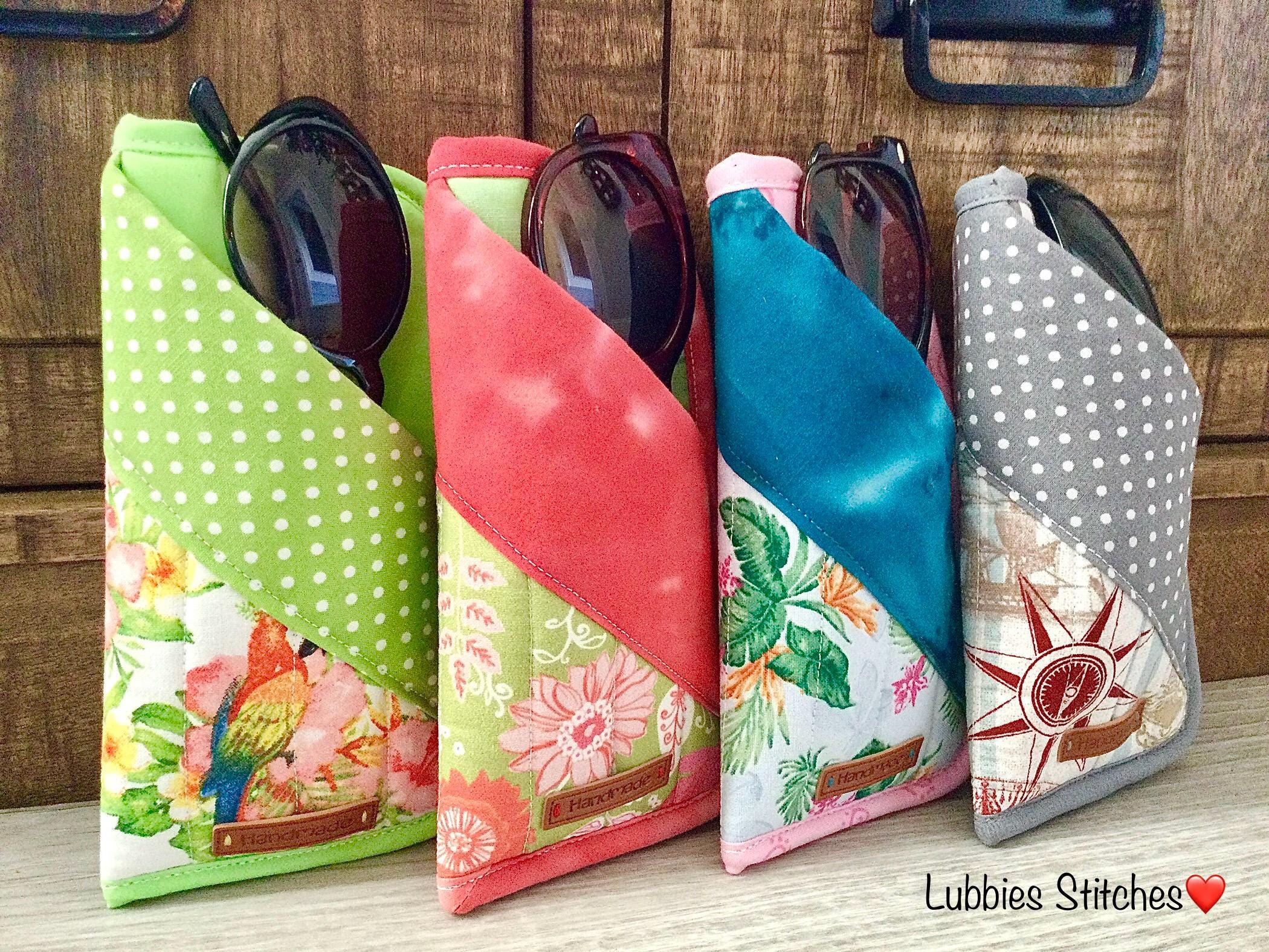 Handmade Quilted Double Glasses Case, Cotton Fabric Pouch