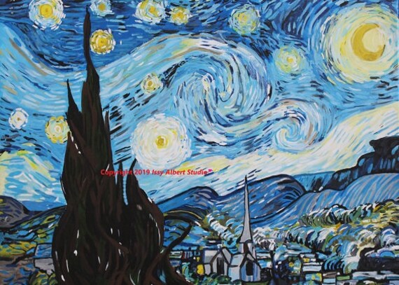 Starry Night Original Remake Vincent Van Gogh Acrylic Painting Etsy