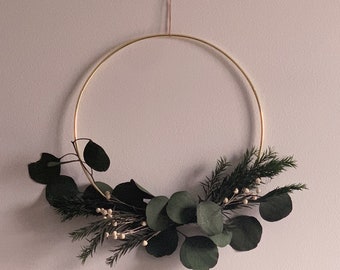 NATURAL WINTER WREATH eucalyptus preserved / scandinavian, farmhouse, cottagecore / christmas decoration / assembly in canada