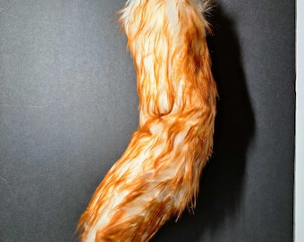 Cola de piel sintética blanca con puntas naranja rojizas, Cosplay, Therian