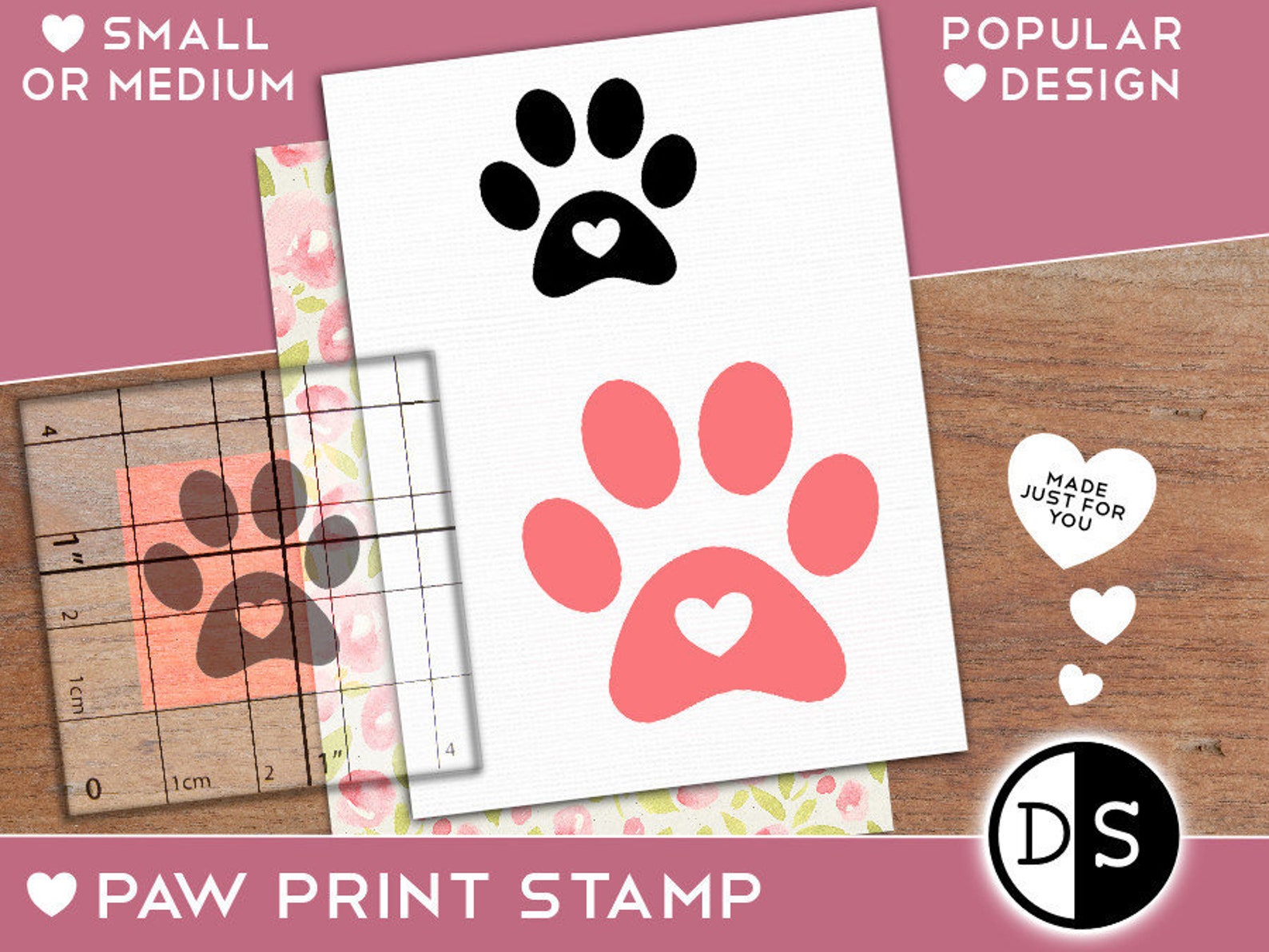 Paw Print Stamp mini rubber stamp dog paw stamp cat paw Etsy